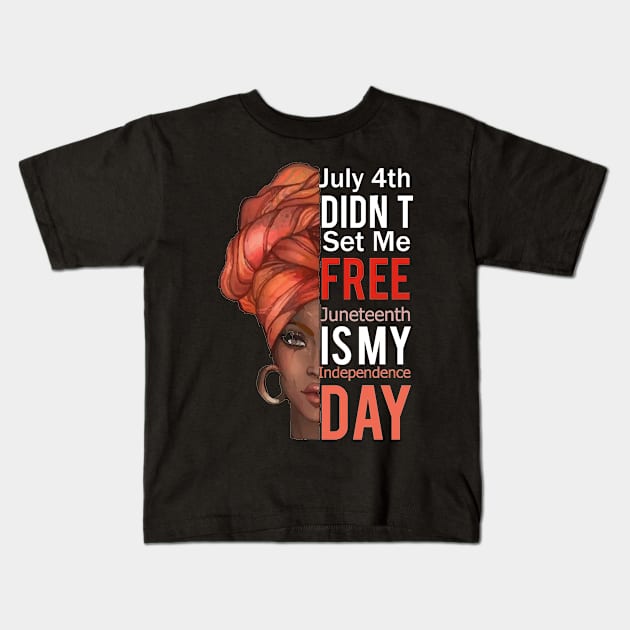 Afro Woman Juneteenth Day Kids T-Shirt by florya